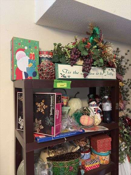 Holiday decor, wreathes, punch set, etc