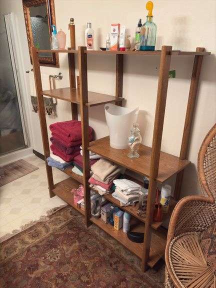 17D x 54L x 60H modern wood shelf and contents image