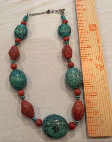 Blue and Red Turquoise Necklace image