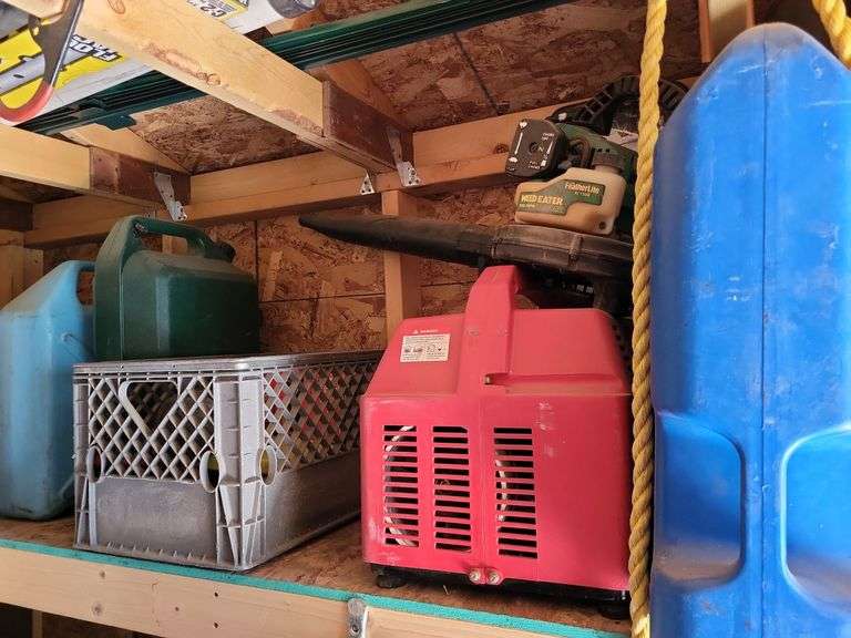 Water jug,  generator, weed eater blower