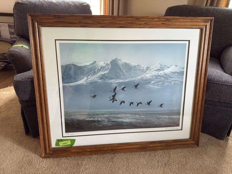 40x33 framed Canadian geese print S/N Randall Compton 398/450 image