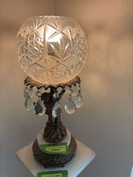 19” tall lamp with Cupid and glass prisms image