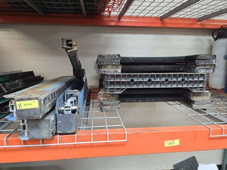 3 metal, 4 plastic folding saw horses and Dewalt work platform image