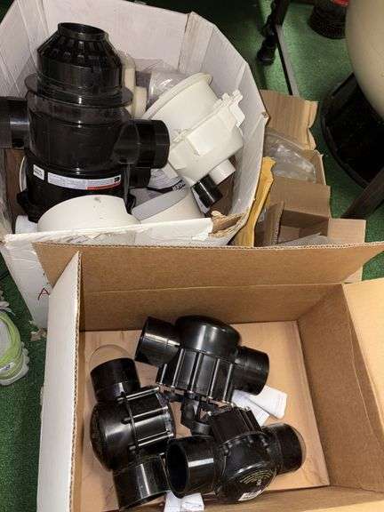 Various pool accessories-valves, brass 1” Y type strainer, etc image