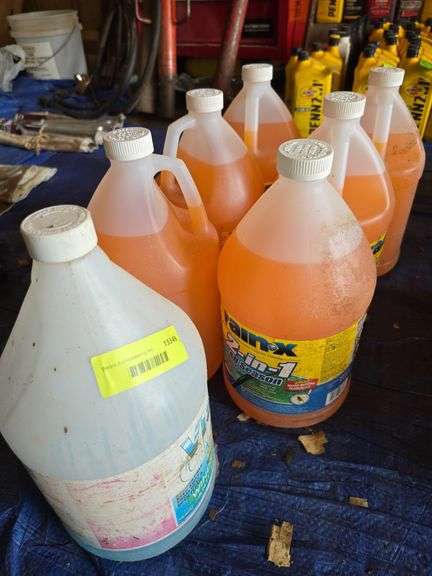(6) 1 gallon jugs rain-X windshield washer fluid and one almost empty of diff brand image