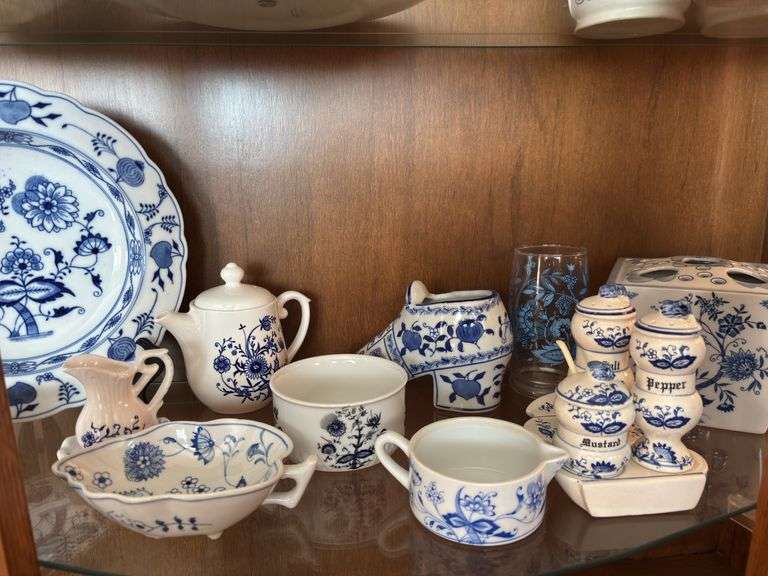 Blue Onion dishes, most not marked image