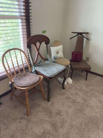 Two dining chairs, vanity chair, butlers chair and your girlfriend’s slippers image