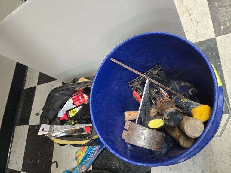 Bucket and bag of tools image