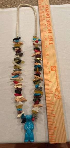 Native American Multi Color Stone Animal Figurines necklace image