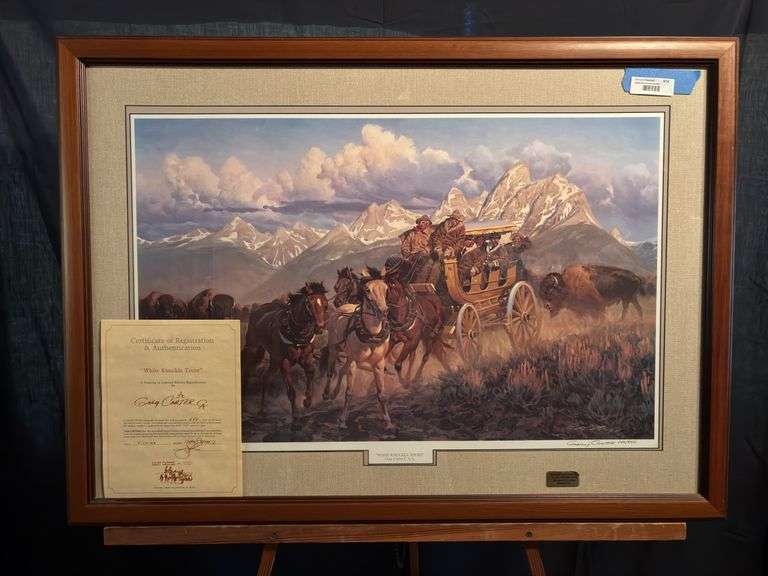 Signed and numbered Gary Carter print “White Knuckle Tours” with certificate of authenticity 41 x 29 1/2 image