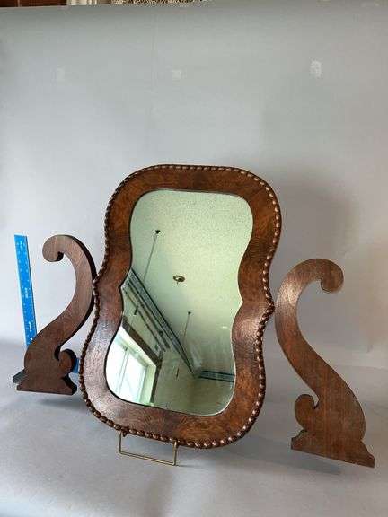 Burled walnut dresser mirror w/ wishbone yoke 17 x 24 image