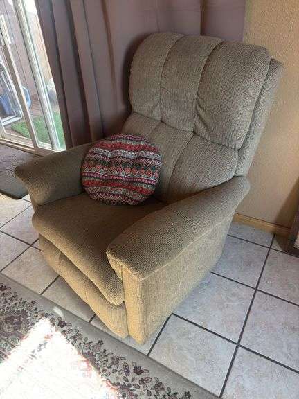 Green/tan tone La-Z-Boy recliner