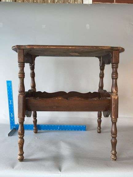 Lamp table w/ magazine rack, shelf needs refinished! 12 x 24 image