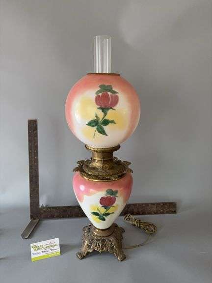 Approx 27” tall Gone w the Wind lamp, electrified image