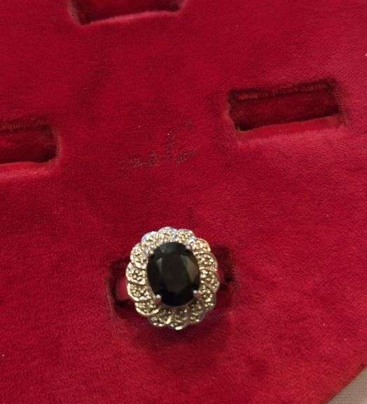 Stone Ring marked 925 but has letters also we can not identify, size approximately 6 image