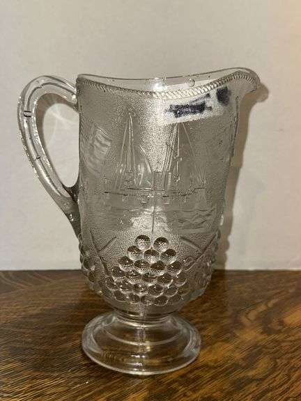 Admiral Dewey pattern glass pitcher