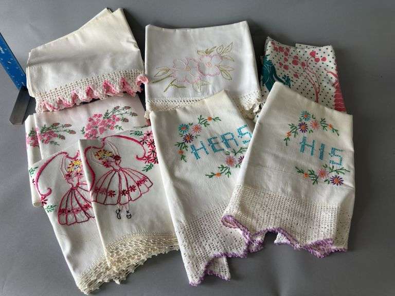 Eight sets handy-worked pillowcases image