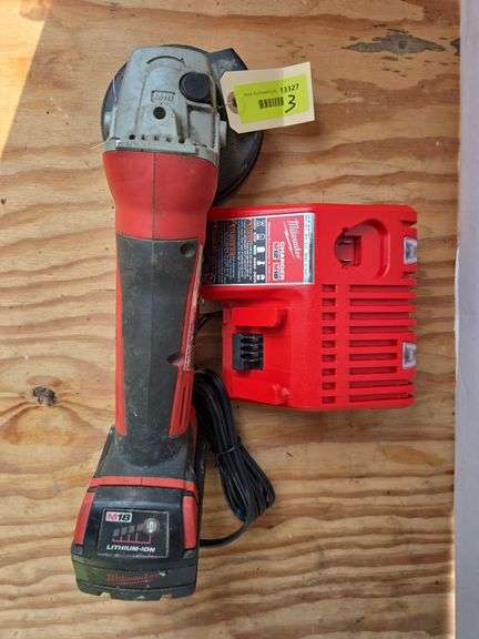 Milwaukee 4.5” angle grinder, battery, charger image