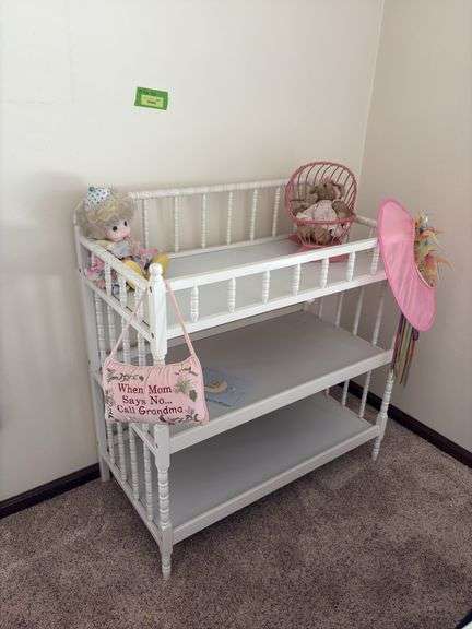 Baby changing table w/ 3 shelves so you can stack triplets 19D x 36L x 36H
