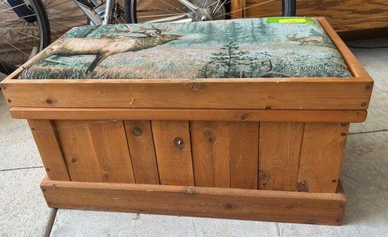 Pine bench w/tapestry top 16 x 31 x16 image
