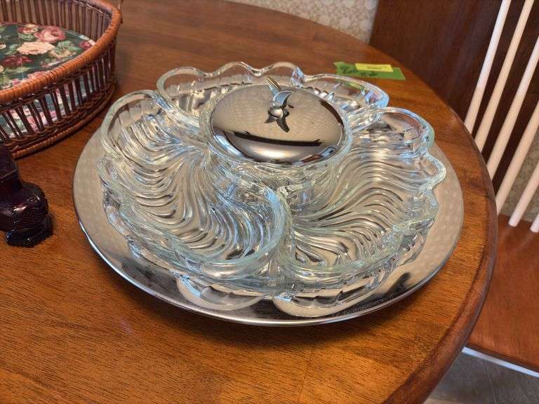 Cape Cod S&P shakers, serving basket, divided relish tray