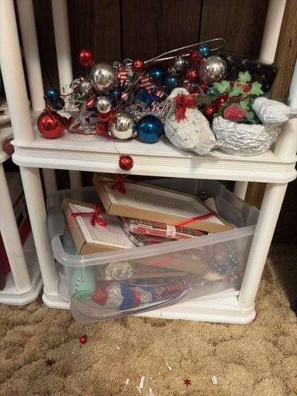 Shelf and all includes holiday decor, candles, jester music box, etc