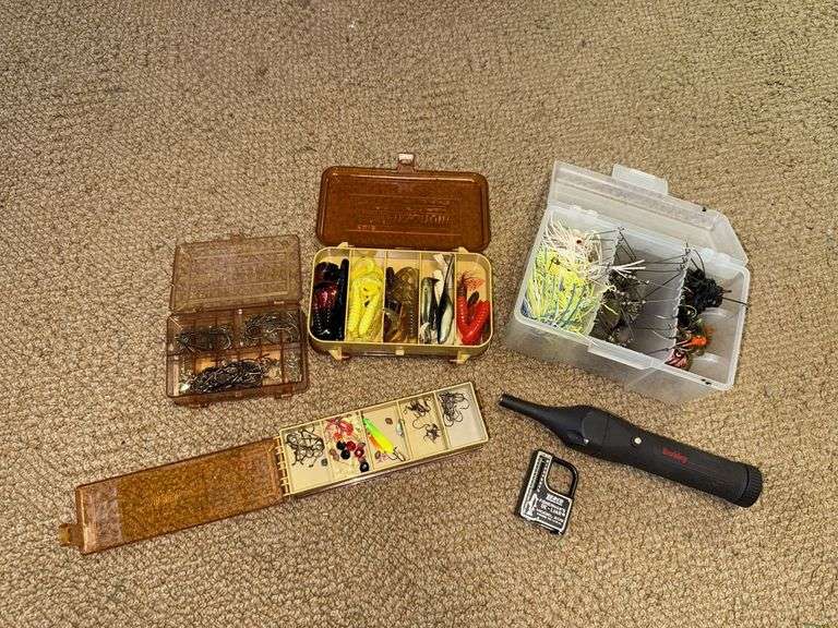 Assorted fishing tackle, jigs, spinners, etc image