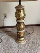 (2) 3.5’ tall table lamps and 18” tall umbrella stand with artificial flowers