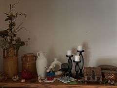 Knick knacks, pottery, candle holders, birds etc...