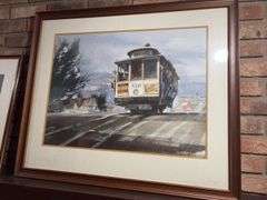 WE Ryan framed San Francisco trolley car print 34x29