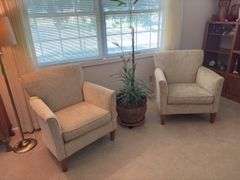 Pair of Benchcraft occasional chairs, plant not included
