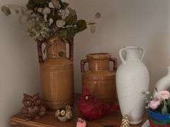 Knick knacks, pottery, candle holders, birds etc...