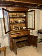 Antique walnut stepback kitchen cupboard 19D x 43L x 80H Excellent!  NO CONTENTS