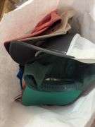 Tote with ball caps, single wine bottle carriers, water bottles, tennis rackets, LED shoe lights, etc