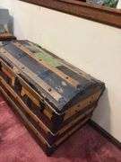 Humpback trunk 19 x 33 x 21H, leather handles inside