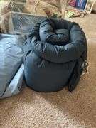 Air beds (one marked queen), sleeping bag, queen comforter and queen bedspread