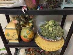 Shelf and all includes artificial arrangements, craft magazines, etc