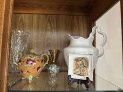 Juicer, HP china, china wash pitcher, wheel etched pitcher etc... All on TOP shelf