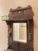 Antique mirror/towel rack, 13x27