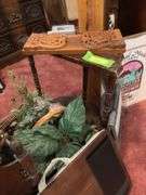 Wine rack, magazine rack, half table, wood shelf, plastic step stool and more