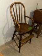 Child's oak arm rocker and bentback youth chair