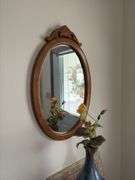 Half moon table, wall mirror and decor