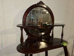 Very unique mahogany stand w/ mirror