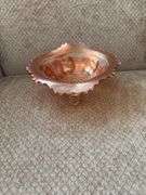 Marigold carnival glass Pharoahs Horses pattern three footed bowl