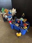 Cleaning caddy of ceramic mushrooms and wind spinners