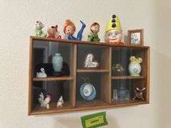 Small shadow box and knick knacks 7.5 x 14.5