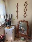 Westinghouse roaster stand, stool, card table, dresser mirror, etc