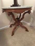 Walnut marble top parlor table 22 x 30 x 27H