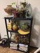 Shelf and all includes artificial arrangements, craft magazines, etc