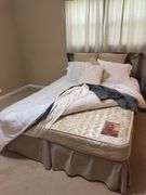 Queen size bed w/ headboard and nightstand, bedding and all including Therapedic mattress